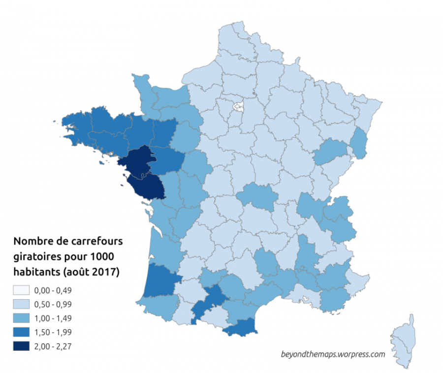 Les 5 départements avec le plus de ronds-points en France