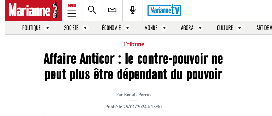 Tribune de Benoît Perrin dans Marianne 